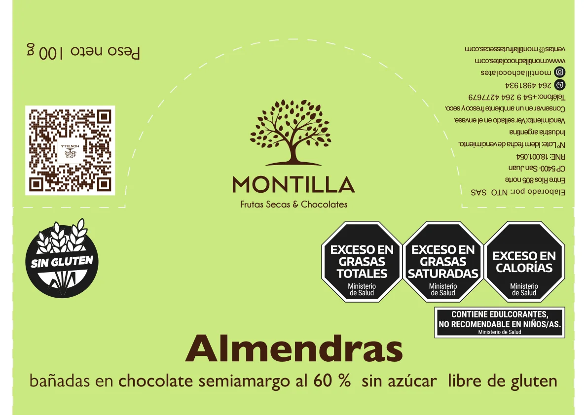 etiqueta almendras chocolate montilla