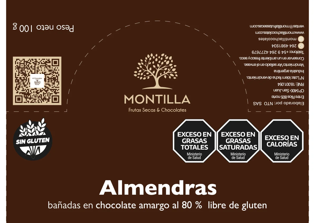 etiqueta almendras chocolate montilla